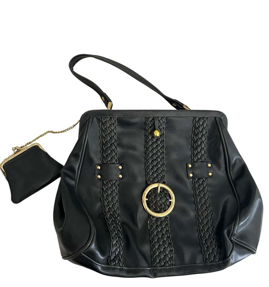 Necessary Objects Women's Black Faux Leather bag with Coin Purse